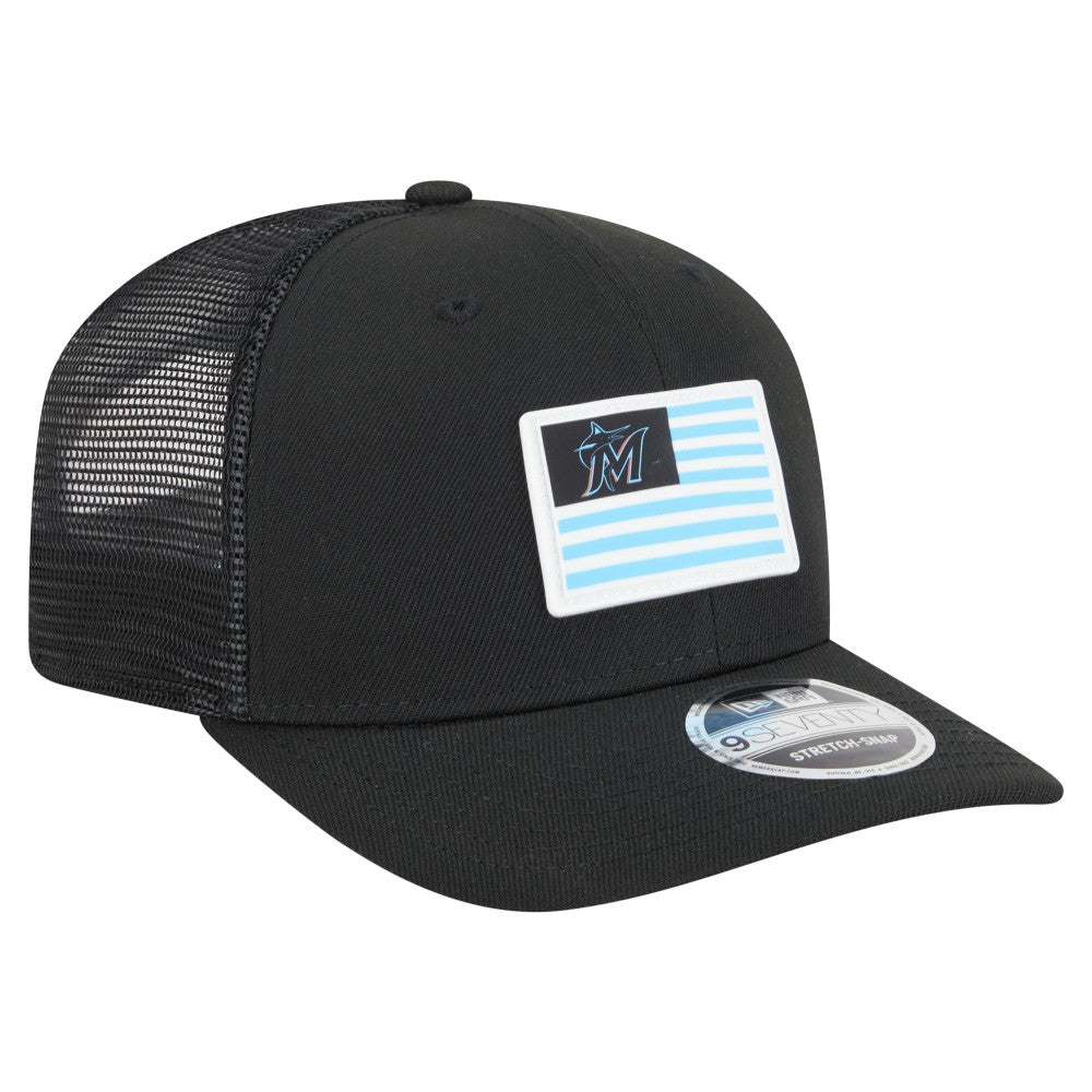 Miami Marlins New Era Flag 9SEVENTY Stretch-Snap Hat - Black - New Era Lifestyle