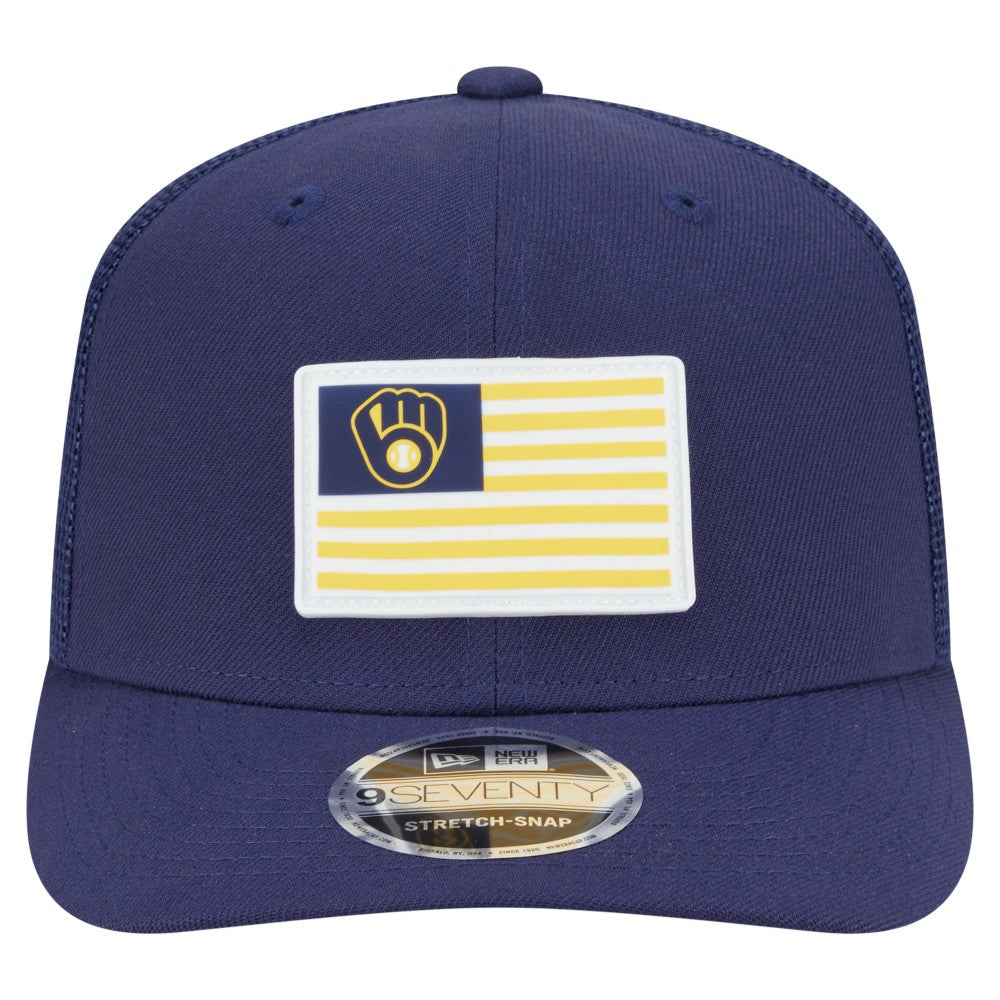 Milwaukee Brewers New Era Flag 9SEVENTY Stretch-Snap Hat - Navy - New Era Discount