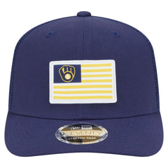 Milwaukee Brewers New Era Flag 9SEVENTY Stretch-Snap Hat - Navy - New Era Discount