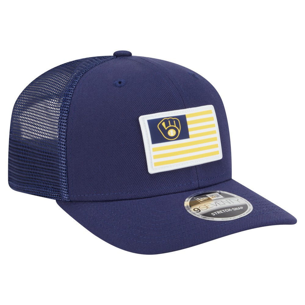 Milwaukee Brewers New Era Flag 9SEVENTY Stretch-Snap Hat - Navy - New Era Discount