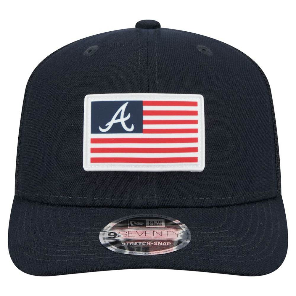 Atlanta Braves New Era Flag 9SEVENTY Stretch-Snap Hat - Navy - New Era Lifestyle