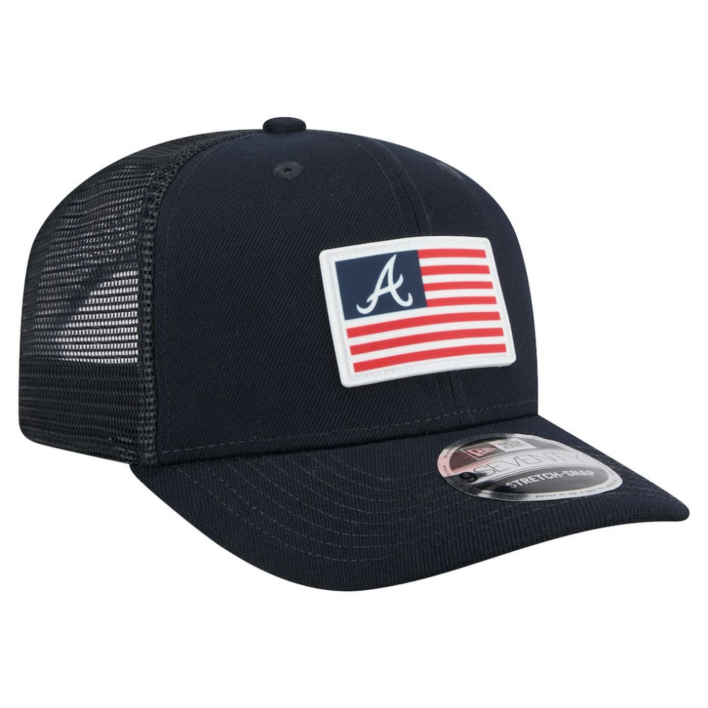 Atlanta Braves New Era Flag 9SEVENTY Stretch-Snap Hat - Navy - New Era Lifestyle