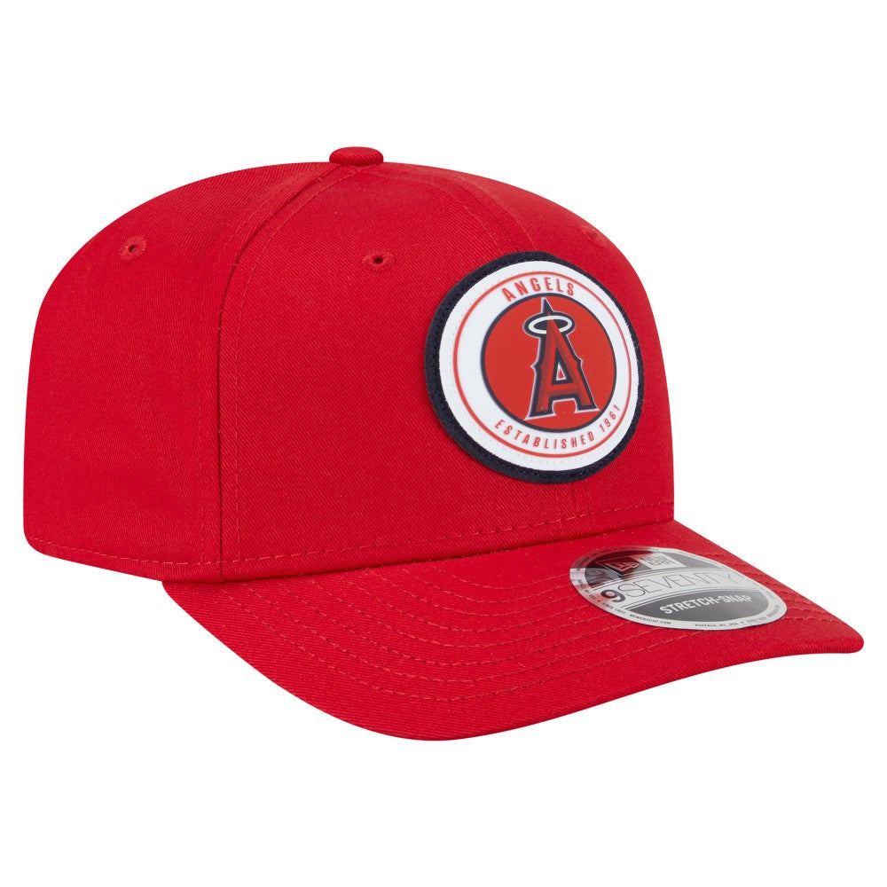 Los Angeles Angels New Era Circle Patch 9SEVENTY Stretch-Snap Hat - Red - New Era Discount