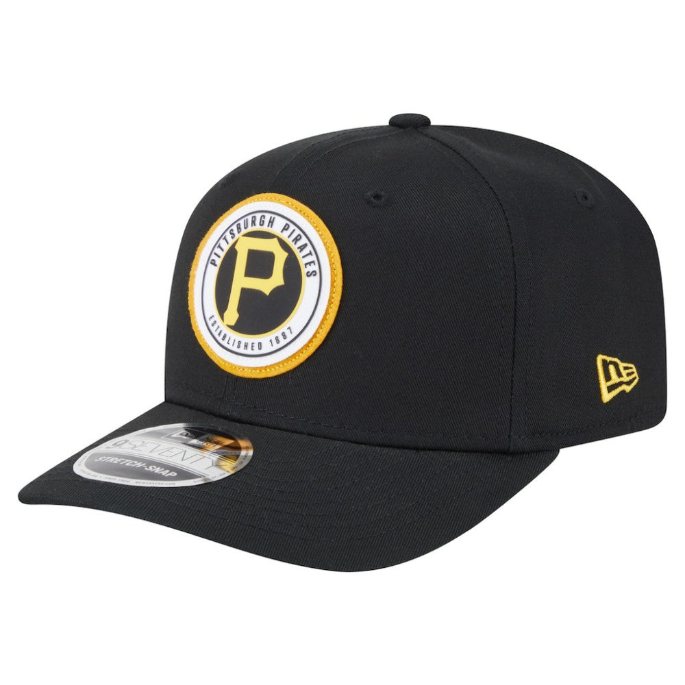 Pittsburgh Pirates New Era Circle Patch 9SEVENTY Stretch-Snap Hat - Black - New Era on Sale