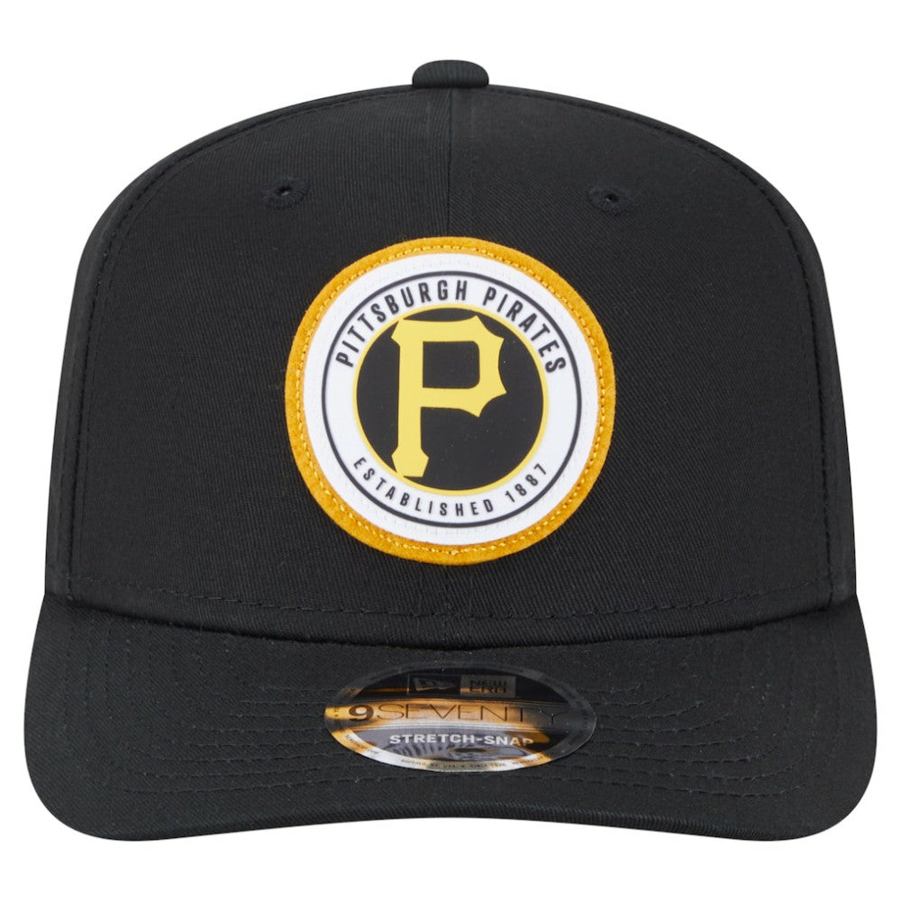 Pittsburgh Pirates New Era Circle Patch 9SEVENTY Stretch-Snap Hat - Black - New Era on Sale