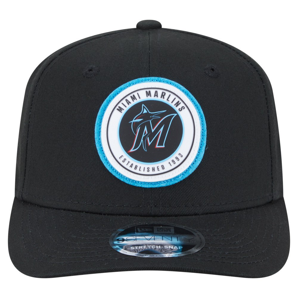Miami Marlins New Era Circle Patch 9SEVENTY Stretch-Snap Hat - Black - New Era on Sale