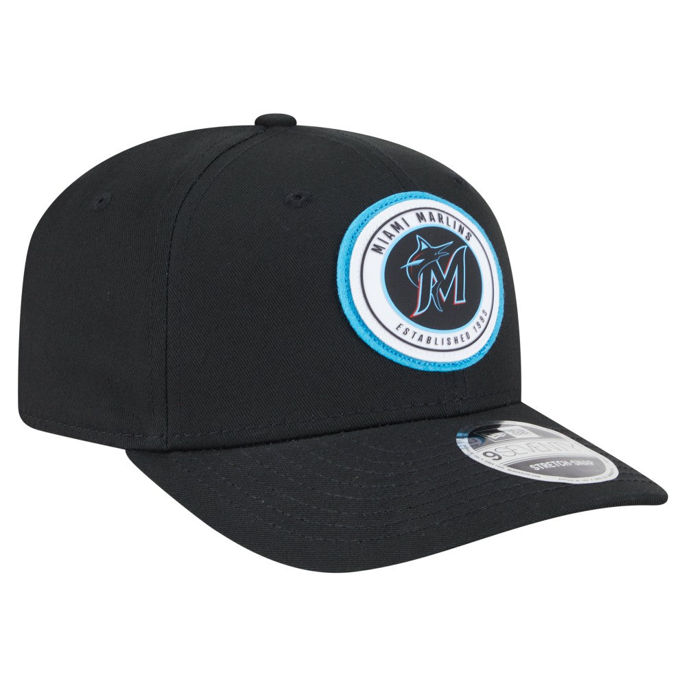 Miami Marlins New Era Circle Patch 9SEVENTY Stretch-Snap Hat - Black - New Era on Sale