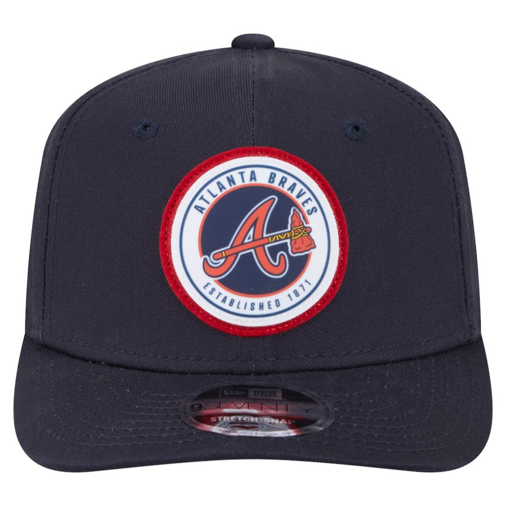 Atlanta Braves New Era Circle Patch 9SEVENTY Stretch-Snap Hat - Navy - New Era Lifestyle