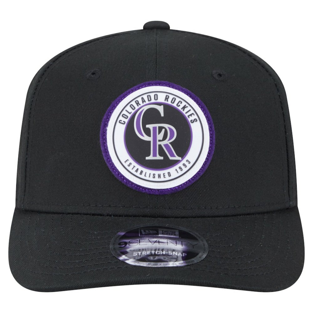 Colorado Rockies New Era Circle Patch 9SEVENTY Stretch-Snap Hat - Black - New Era Discount