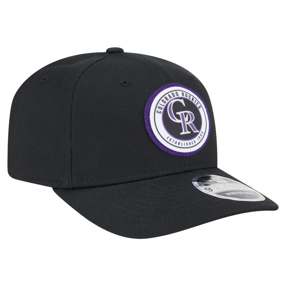Colorado Rockies New Era Circle Patch 9SEVENTY Stretch-Snap Hat - Black - New Era Discount
