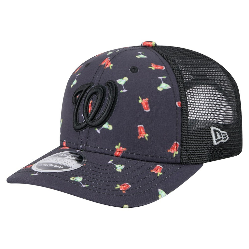 Washington Nationals New Era Adventure Drinks Pattern 9SEVENTY Stretch-Snap Hat - Black - New Era on Sale