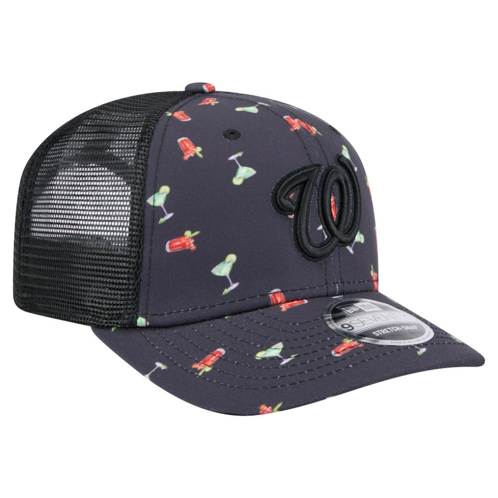 Washington Nationals New Era Adventure Drinks Pattern 9SEVENTY Stretch-Snap Hat - Black - New Era on Sale