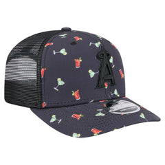 Los Angeles Angels New Era Adventure Drinks Pattern 9SEVENTY Stretch-Snap Hat - Black - New Era Sale