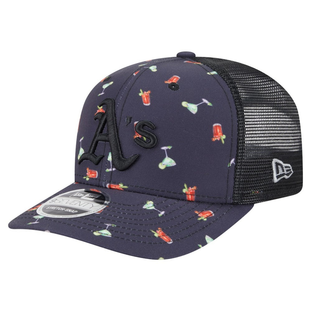 Athletics New Era Adventure Drinks Pattern 9SEVENTY Stretch-Snap Hat - Black - New Era Lifestyle