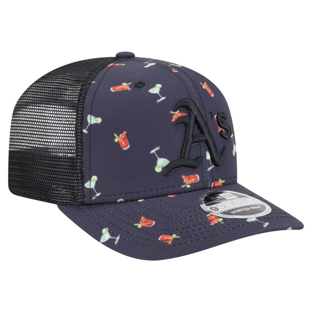 Athletics New Era Adventure Drinks Pattern 9SEVENTY Stretch-Snap Hat - Black - New Era Lifestyle