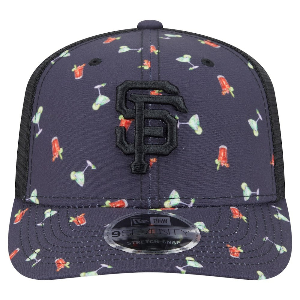 San Francisco Giants New Era Adventure Drinks Pattern 9SEVENTY Stretch-Snap Hat - Black - New Era Lifestyle