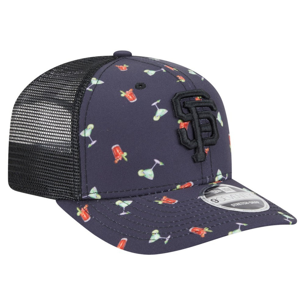 San Francisco Giants New Era Adventure Drinks Pattern 9SEVENTY Stretch-Snap Hat - Black - New Era Lifestyle