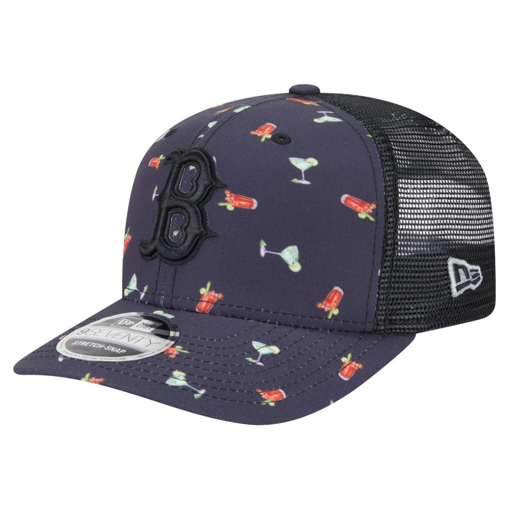 Boston Red Sox New Era Adventure Drinks Pattern 9SEVENTY Stretch-Snap Hat - Black - New Era on Sale