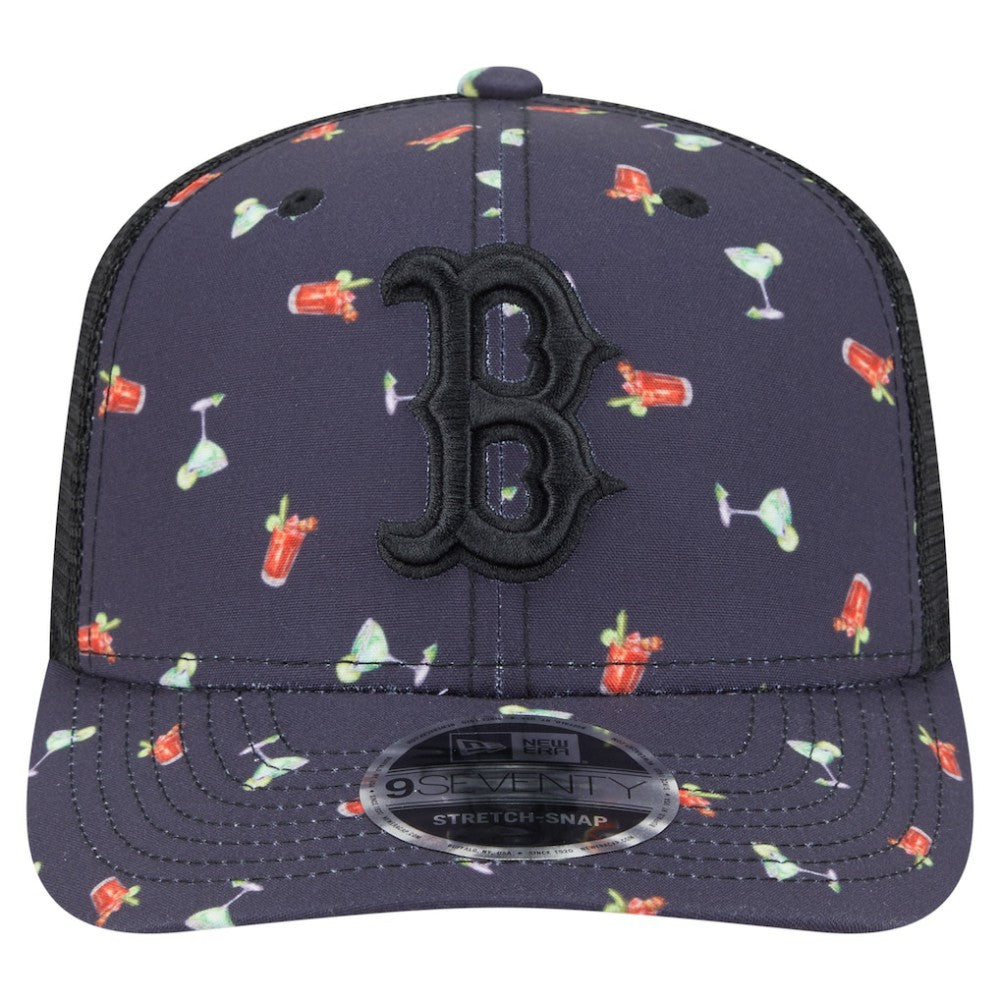 Boston Red Sox New Era Adventure Drinks Pattern 9SEVENTY Stretch-Snap Hat - Black - New Era on Sale