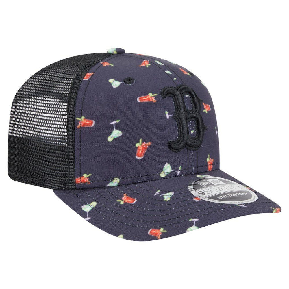 Boston Red Sox New Era Adventure Drinks Pattern 9SEVENTY Stretch-Snap Hat - Black - New Era on Sale