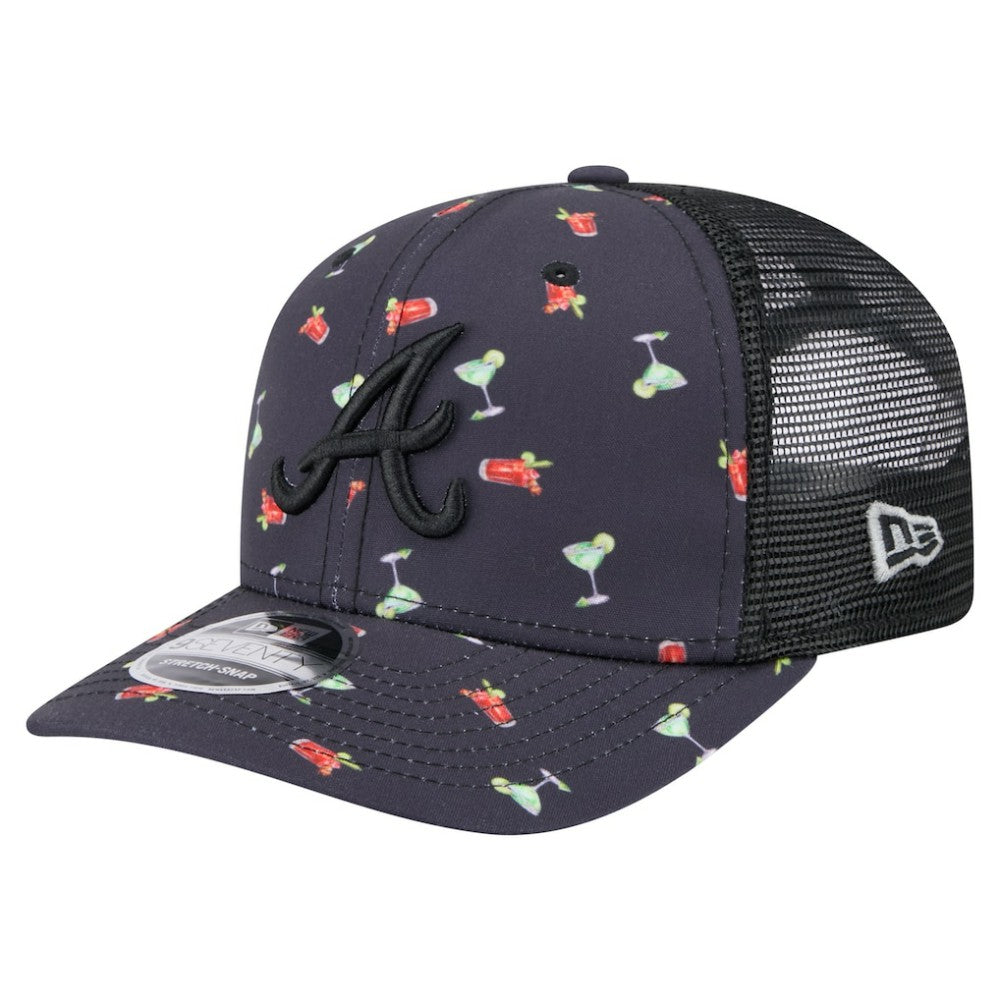 Atlanta Braves New Era Adventure Drinks Pattern 9SEVENTY Stretch-Snap Hat - Black - New Era on Sale
