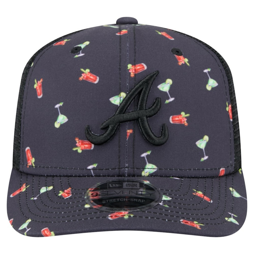 Atlanta Braves New Era Adventure Drinks Pattern 9SEVENTY Stretch-Snap Hat - Black - New Era on Sale