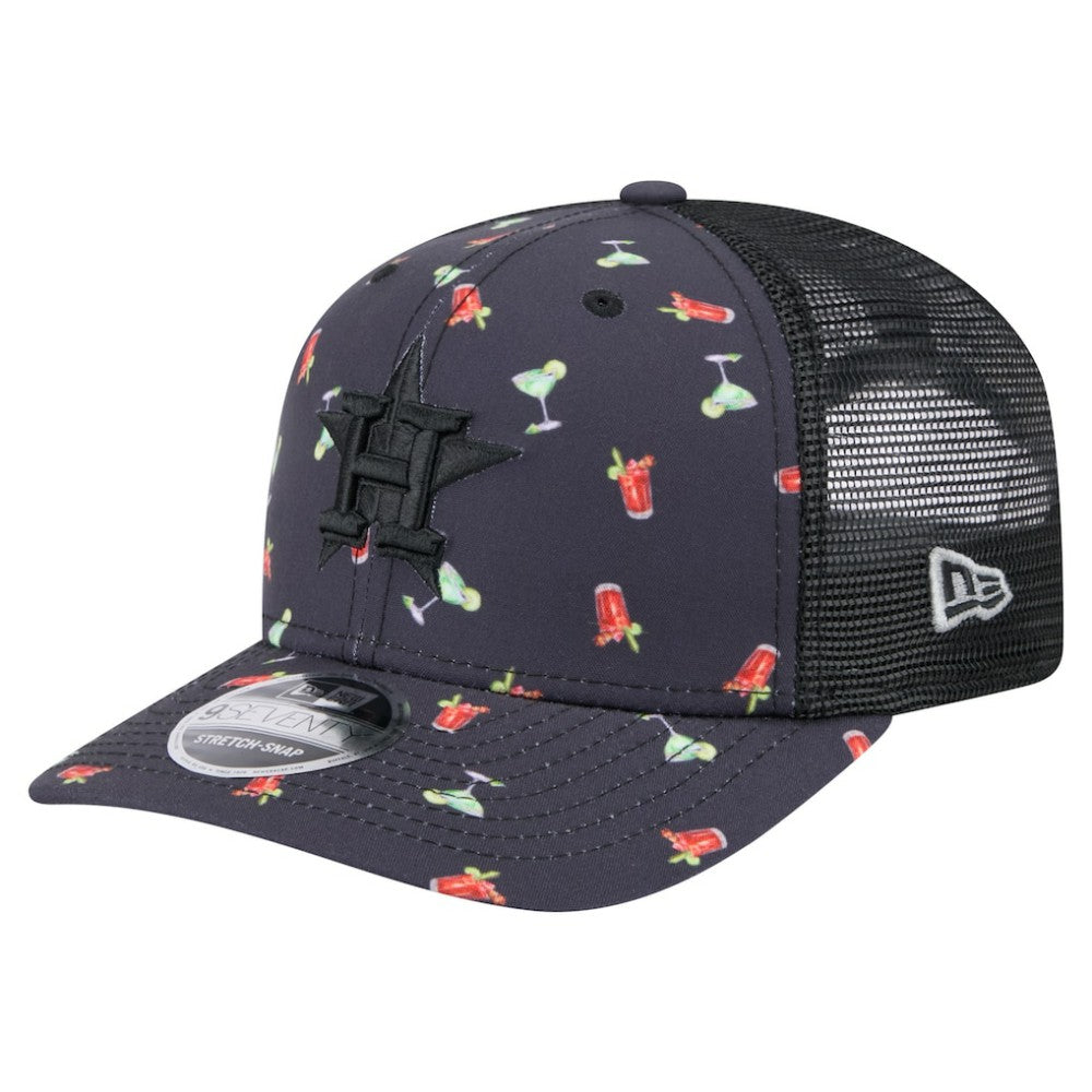 Houston Astros New Era Adventure Drinks Pattern 9SEVENTY Stretch-Snap Hat - Black - New Era on Sale