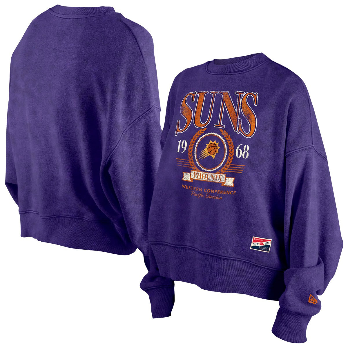 Phoenix Suns Women's Throwback Vintage Enzyme Wash Oversized Boxy Pullover Sweatshirt Purple | New Era