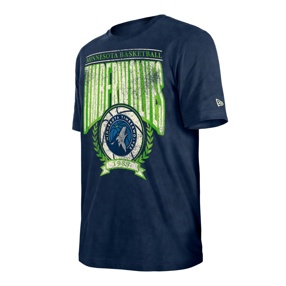 Minnesota Timberwolves Throwback Vintage Boxy Mineral Wash T-Shirt Navy | New Era online