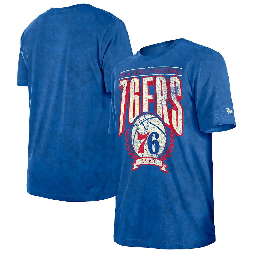 Philadelphia 76ers Throwback Vintage Boxy Mineral Wash T-Shirt Royal | New Era Lifestyle
