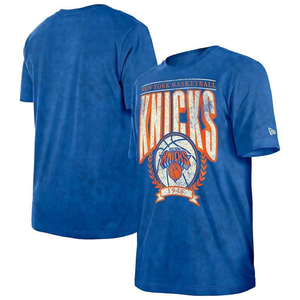New York Knicks Throwback Vintage Boxy Mineral Wash T-Shirt Blue | New Era discount