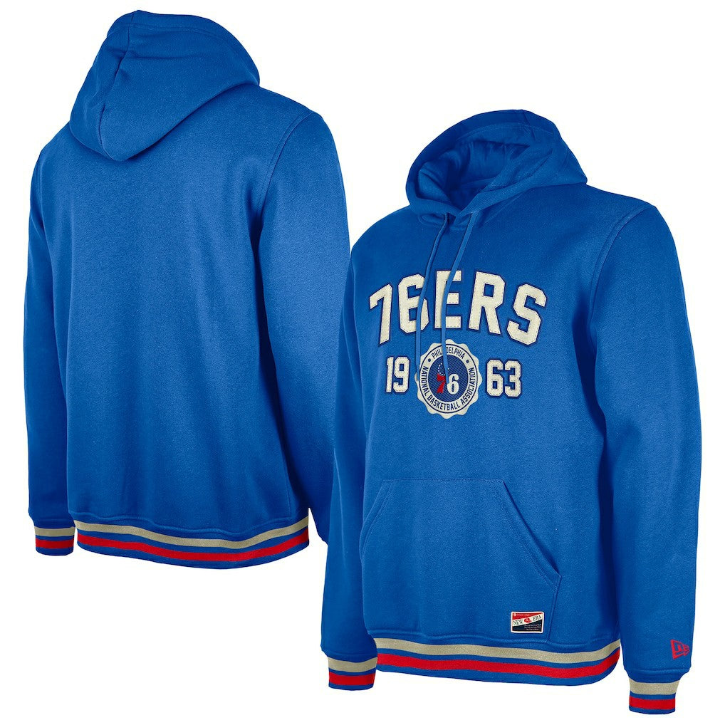 Philadelphia 76ers Throwback Vintage Pullover Hoodie Royal | New Era discount