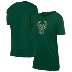 Milwaukee Bucks Women's Glam Game Flower T-Shirt Hunter Green | New Era US