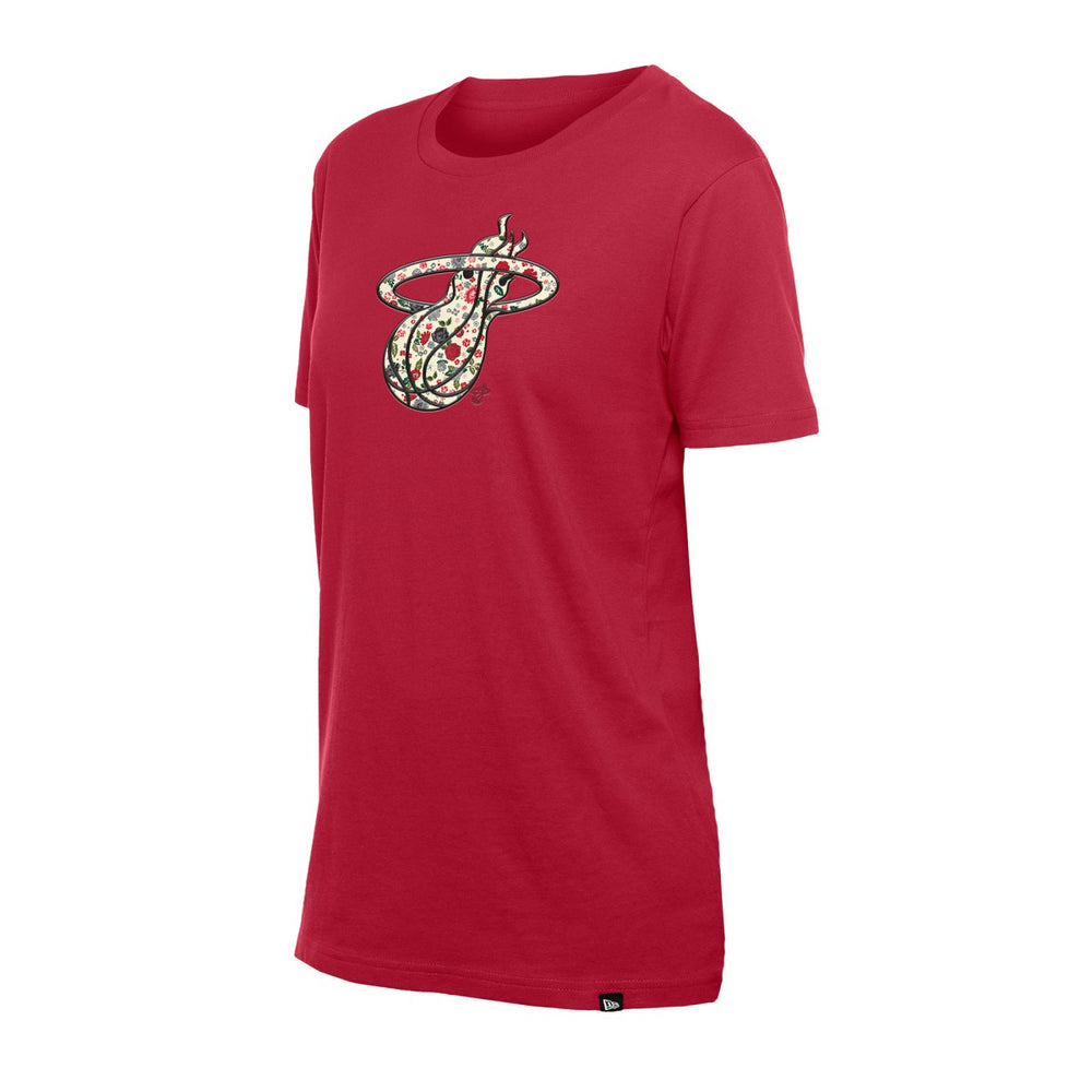 Miami Heat Women's Glam Game Flower T-Shirt Red | New Era Lifestyle