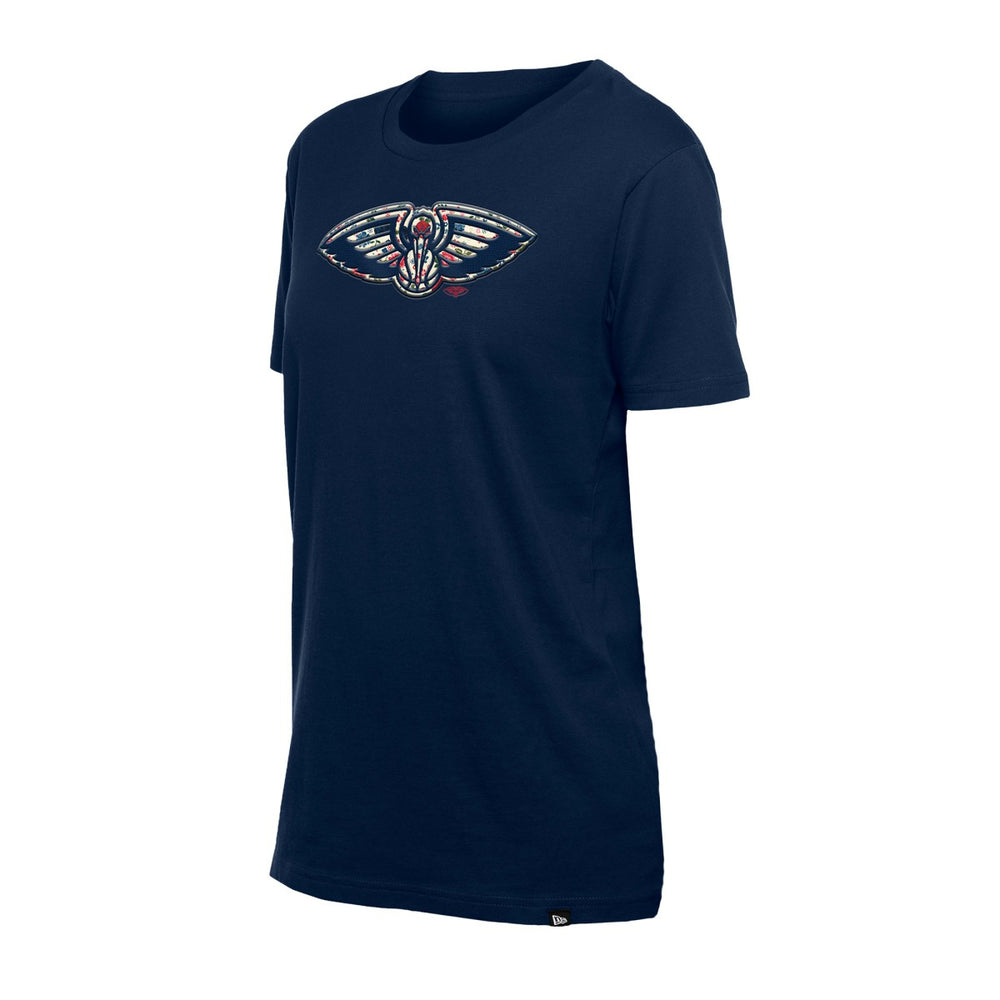 New Orleans Pelicans Women's Glam Game Flower T-Shirt Navy | New Era discount
