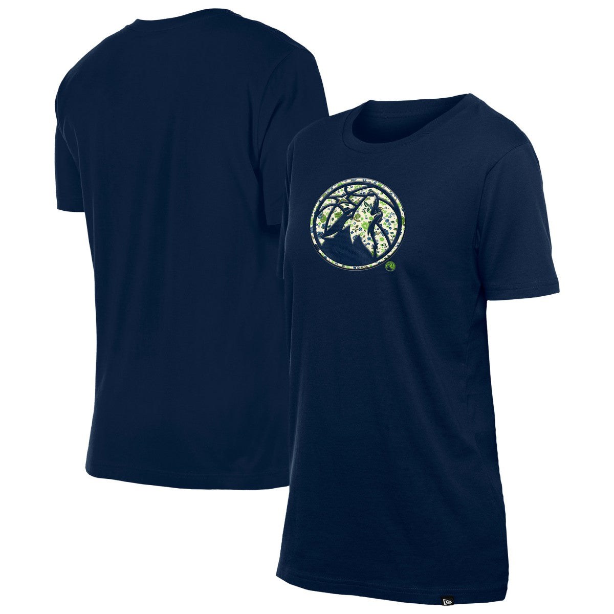 Minnesota Timberwolves Women's Glam Game Flower T-Shirt Navy | New Era Near Me