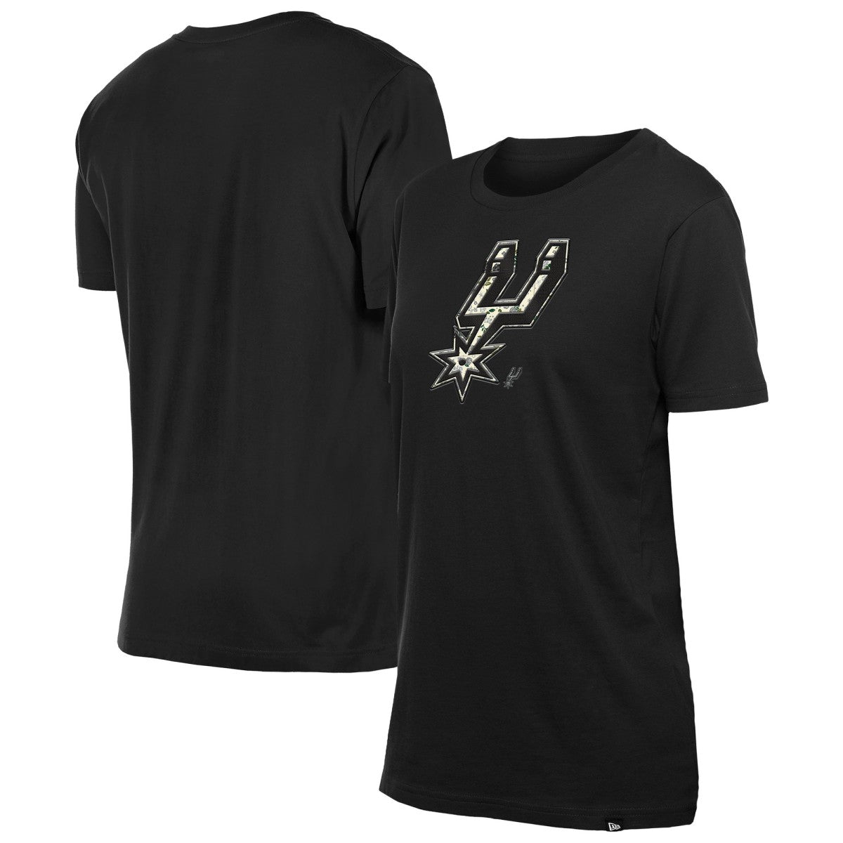 San Antonio Spurs Women's Glam Game Flower T-Shirt Black | New Era Lifestyle