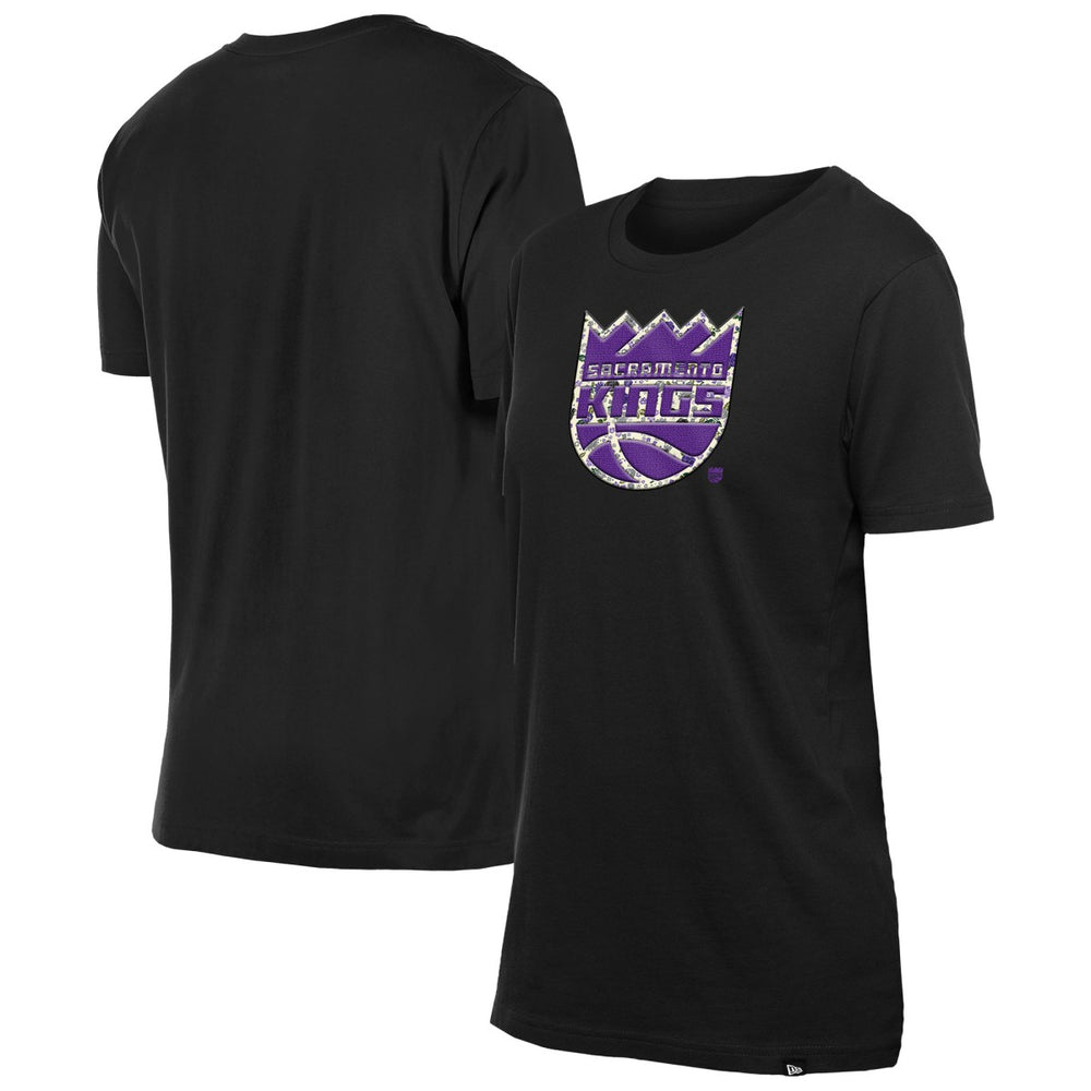 Sacramento Kings Women's Glam Game Flower T-Shirt Black | New Era Near Me