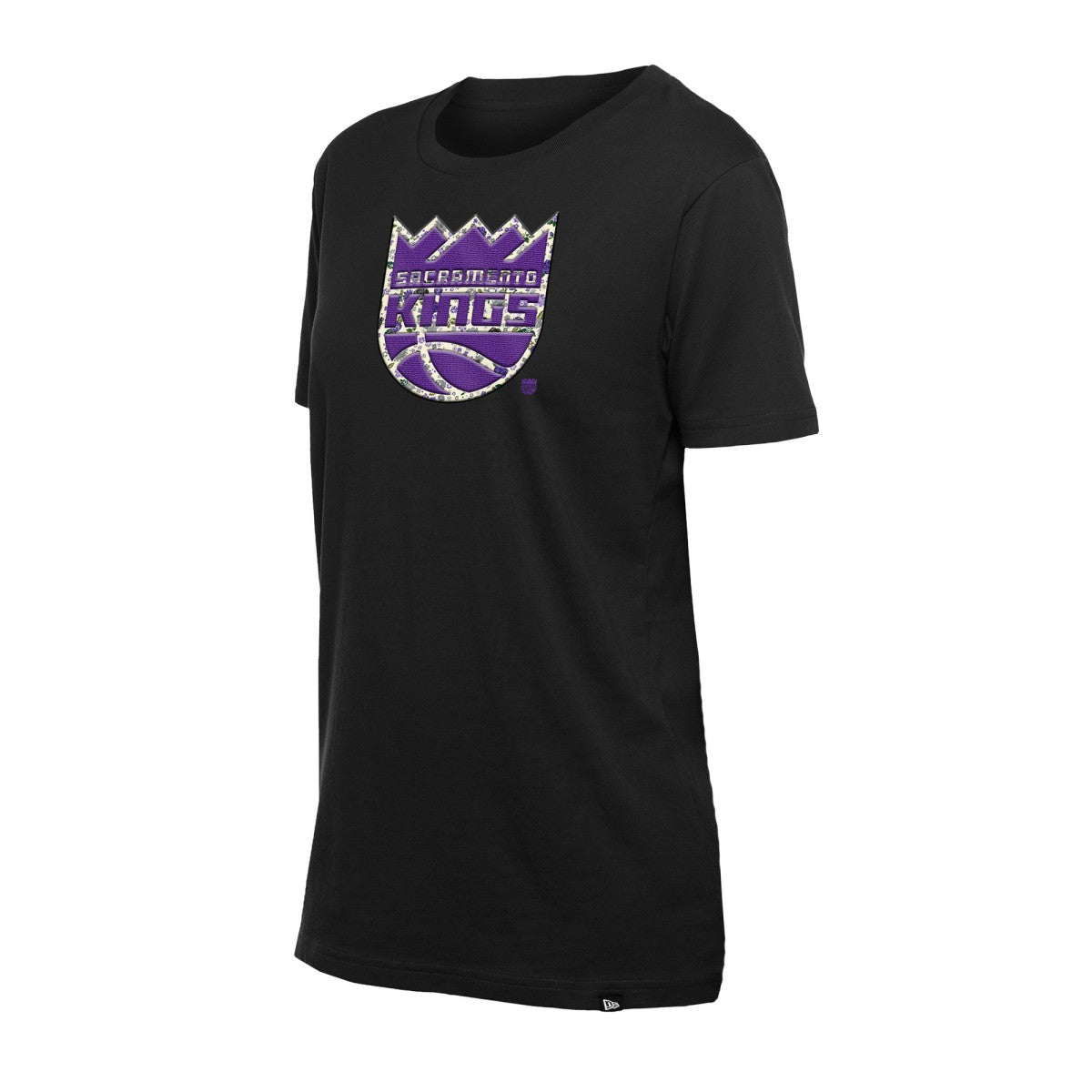 Sacramento Kings Women's Glam Game Flower T-Shirt Black | New Era Near Me