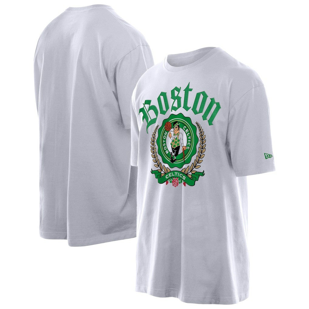 Boston Celtics Throwback Prep Oversized T-Shirt White | New Era