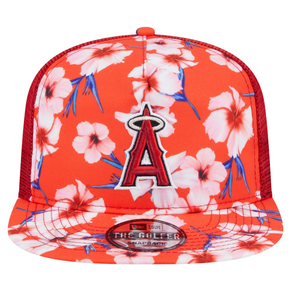 Los Angeles Angels New Era Adventure Pattern Golfer Trucker Snapback Hat - Red - New Era Sale