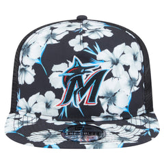 Miami Marlins New Era Adventure Pattern Golfer Trucker Snapback Hat - Black - New Era Discount