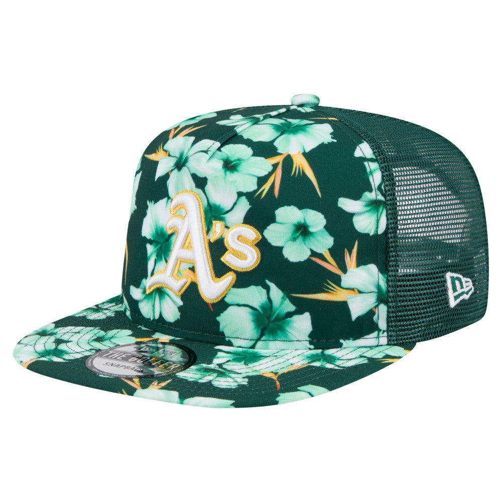 Athletics New Era Adventure Pattern Golfer Trucker Snapback Hat - Green - New Era Lifestyle