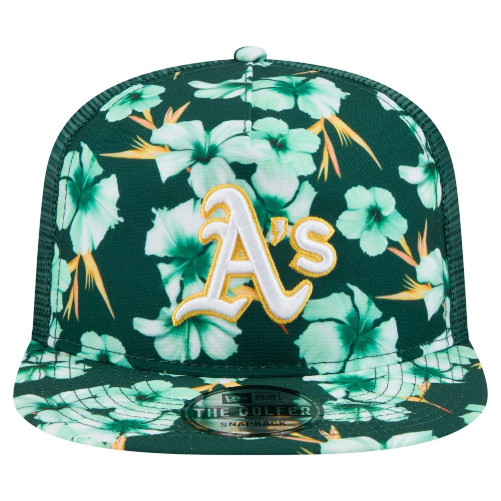 Athletics New Era Adventure Pattern Golfer Trucker Snapback Hat - Green - New Era Lifestyle