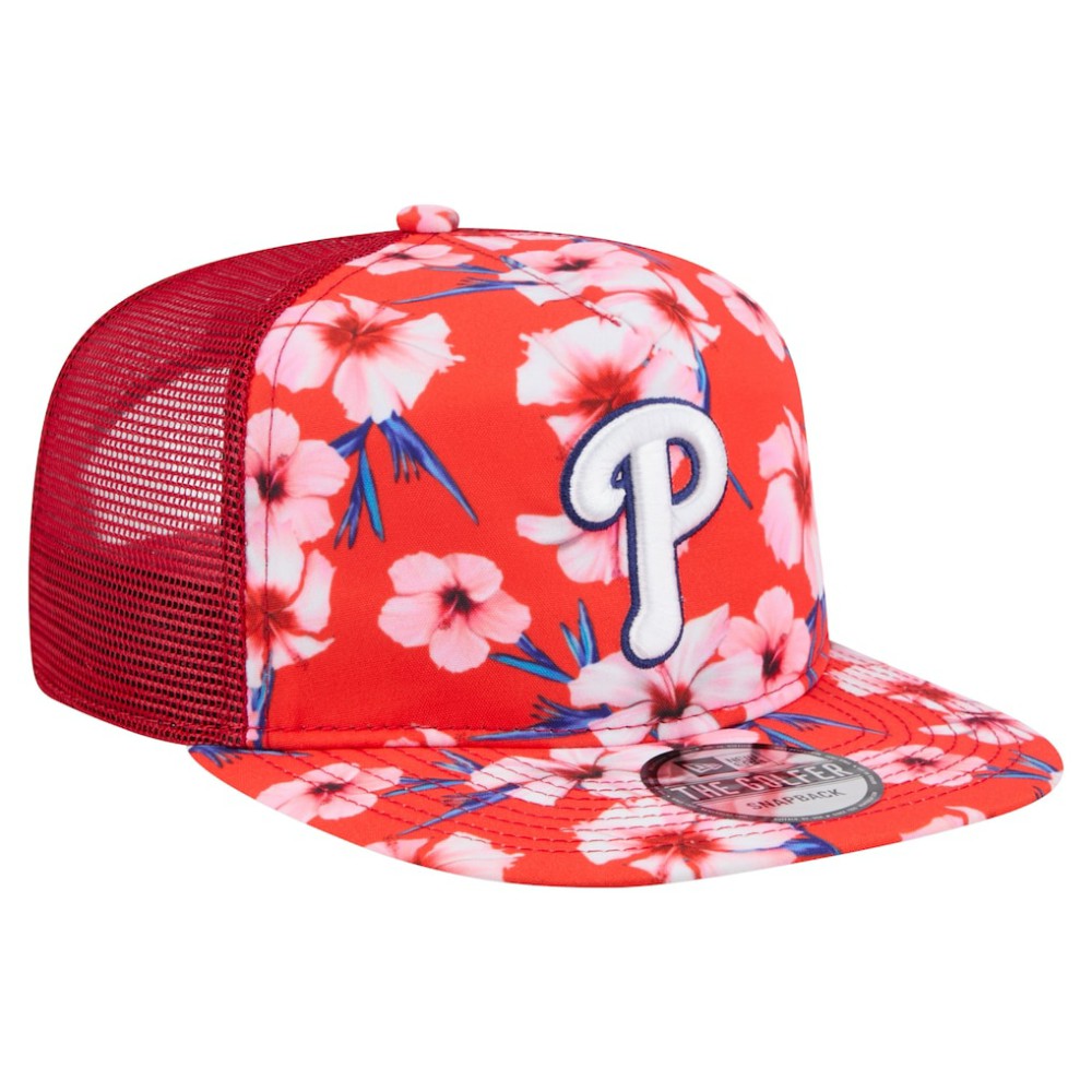 Philadelphia Phillies New Era Adventure Pattern Golfer Trucker Snapback Hat - Red - New Era Discount