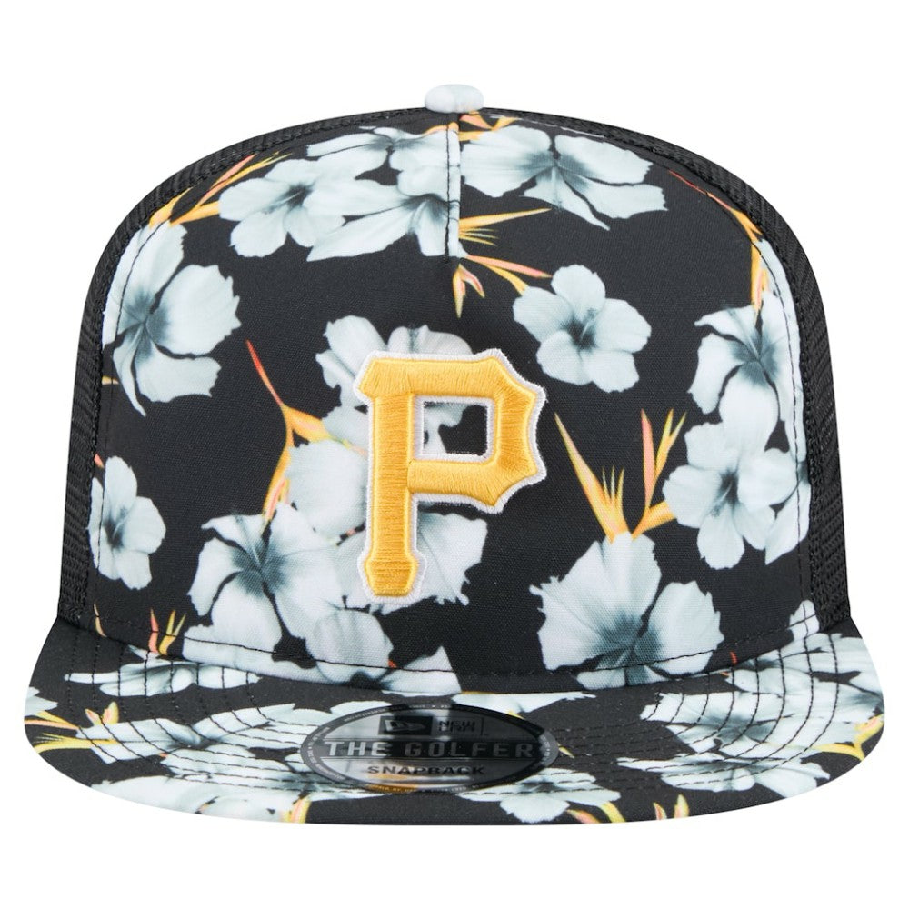 Pittsburgh Pirates New Era Adventure Pattern Golfer Trucker Snapback Hat - Black - New Era Sale