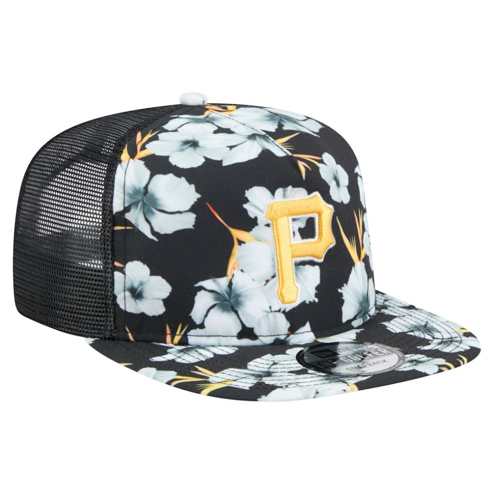 Pittsburgh Pirates New Era Adventure Pattern Golfer Trucker Snapback Hat - Black - New Era Sale