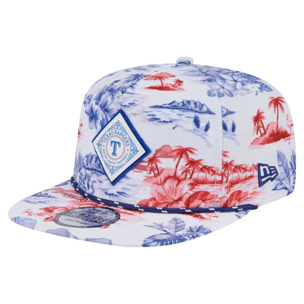 Texas Rangers New Era Printed Island Golfer Snapback Hat - White - New Era Discount