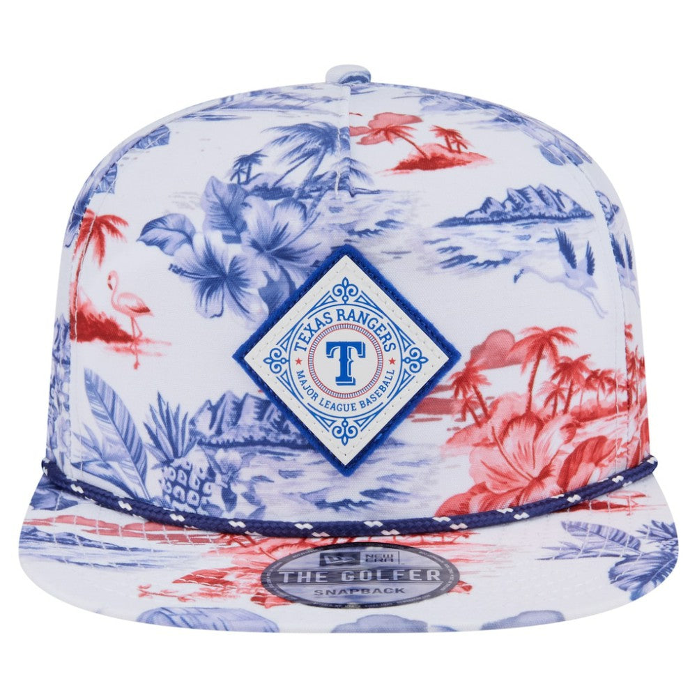 Texas Rangers New Era Printed Island Golfer Snapback Hat - White - New Era Discount