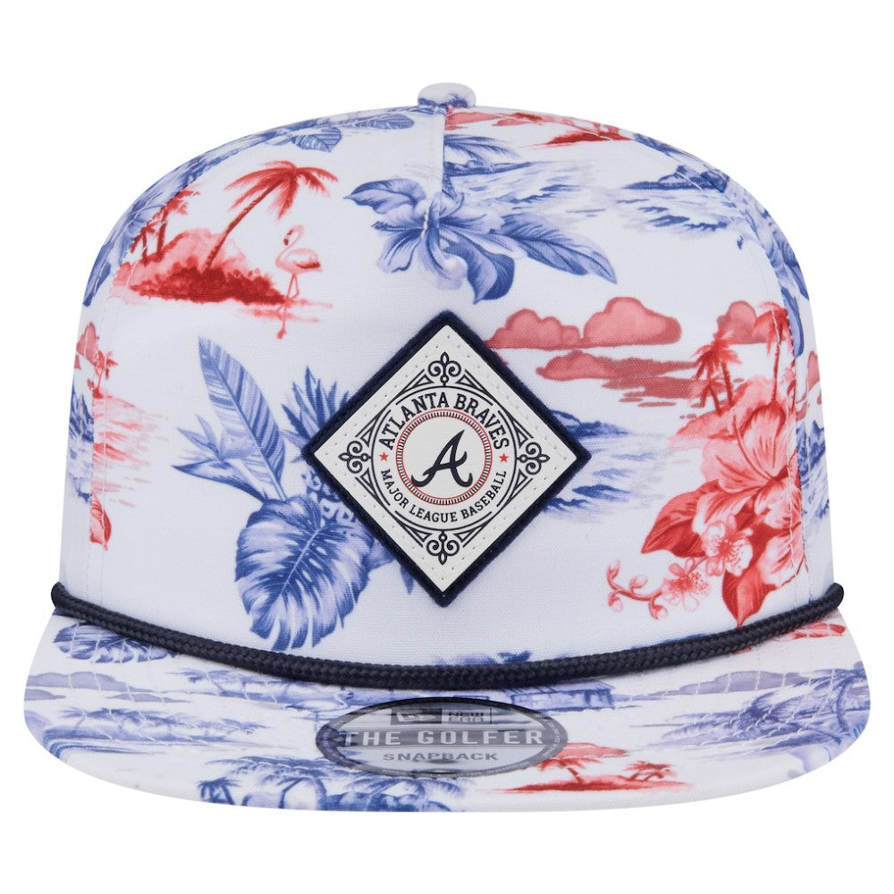 Atlanta Braves New Era Printed Island Golfer Snapback Hat - White - New Era on Sale